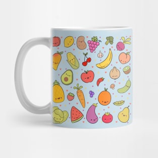 Kawaii fruits and vegetables illustration Mug